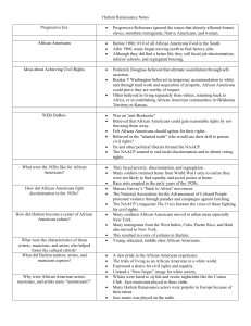 Harlem Renaissance Notes Progressive Era • Progressive