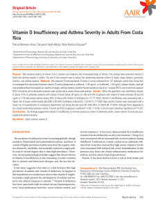 Vitamin D Insufficiency and Asthma Severity in Adults From Costa Rica