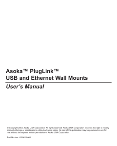 Asoka™ PlugLink™ USB and Ethernet Wall Mounts User`s Manual