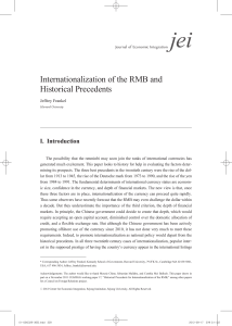 Internationalization of the RMB and Historical Precedents