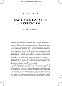 KANT`S RESPONSE TO SKEPTICISM