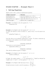 MA310 MAPLE — Example Sheet 2 1 Solving Equations