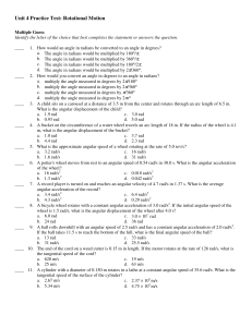 Unit 4 Practice Test: Rotational Motion