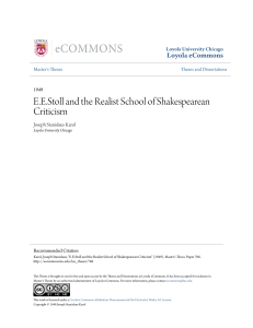 E.E.Stoll and the Realist School of Shakespearean Criticism