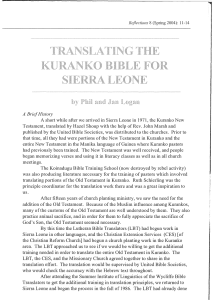 Translating the Kuranko Bible for Sierra Leone