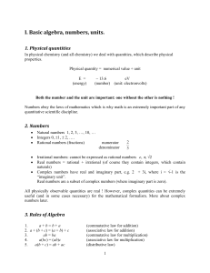 I. Basic algebra, numbers, units.