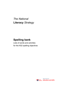 Spelling bank The National Literacy Strategy