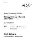 A-level Human Biology Mark scheme Unit 5 - Inheritance