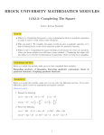 BROCK UNIVERSITY MATHEMATICS MODULES