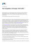The Geopolitics of Europe: 1815-2015