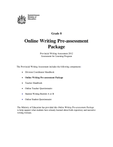 Online Writing Pre-assessment Package