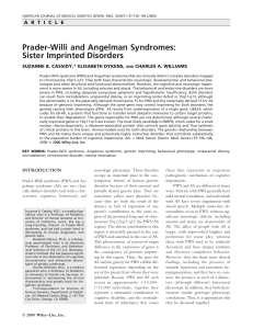 Prader-Willi and Angelman syndromes: Sister imprinted disorders