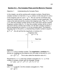 Section 9.3 – The Complex Plane and De Moivre`s Theorem