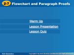2-7 Flowchart and Paragraph Proofs 2-7 Flowchart and