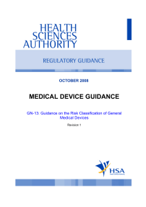 medical device guidance - Health Sciences Authority