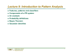 Lecture 9: Introduction to Pattern Analysis