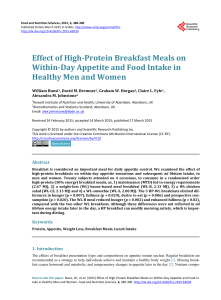 Effect of High-Protein Breakfast Meals on Within