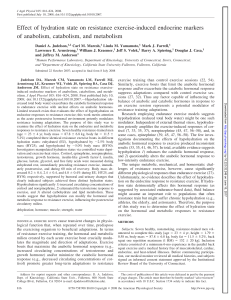 Effect of hydration state on resistance exercise