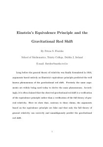 Einstein`s Equivalence Principle and the Gravitational Red Shift