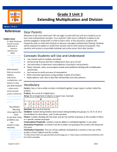 Grade 3 Unit 3 Extending Multiplication and Division