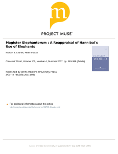 Magister Elephantorum : A Reappraisal of Hannibal`s