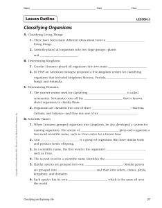 1-2 outline classifying organisms