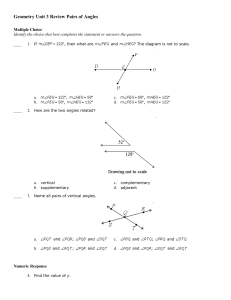 Geometry Unit 3 Review Pairs of Angles