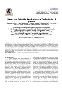 Basics and Potential Applications of Surfactants