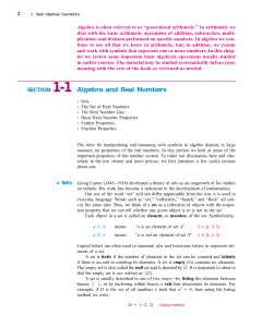 SECTION 1-1 Algebra and Real Numbers