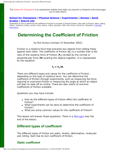 Determining the Coefficient of Friction - Succeed in Physical