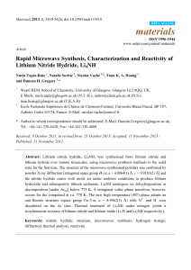 Rapid Microwave Synthesis, Characterization and Reactivity