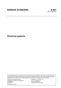 NORSOK STANDARD E-001 Electrical systems