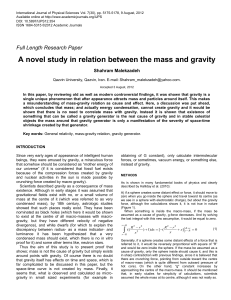 A novel study in relation between the mass and gravity