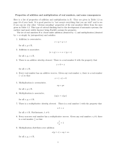 properties of the real numbers