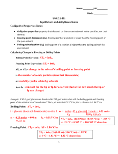 1 Unit 11-12: Equilibrium and Acid/Bases Notes Colligative