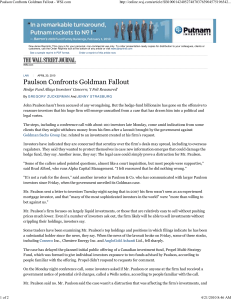 Paulson Confronts Goldman Fallout