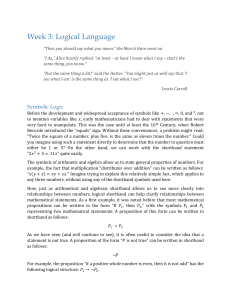 Week 3: Logical Language