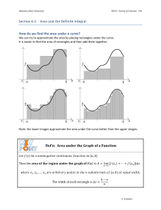 Section 6.3 -‐ Area and the Definite Integral How do we find the a