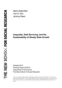 Mark Setterfield Yun K. Kim Jeremy Rees Inequality, Debt Servicing