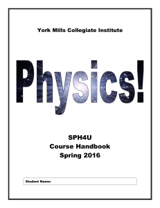 SPH4U Course Handbook Spring 2016