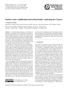 Surface water acidification and critical loads: exploring the F