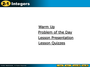 2-1 Integers - Minidoka County Schools