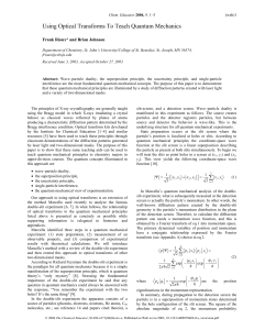 Using Optical Transforms To Teach Quantum Mechanics ∑ ∑ ∑