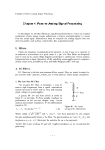 Chapter 4: Passive Analog Signal Processing I. Filters