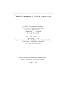 Classical Mechanics: a Critical Introduction