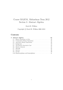 Course MA2C01, Michaelmas Term 2012