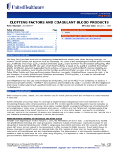 Clotting Factors and Coagulant Blood Products