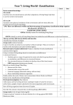 Year 7: Living World-‐ Classification