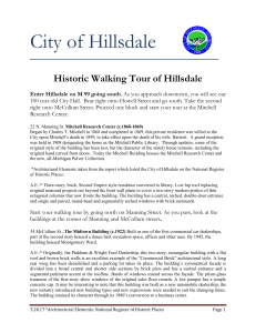 Historic Walk - City of Hillsdale