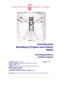 Teaching plan Modelling of Organs and Systems (MOS)
